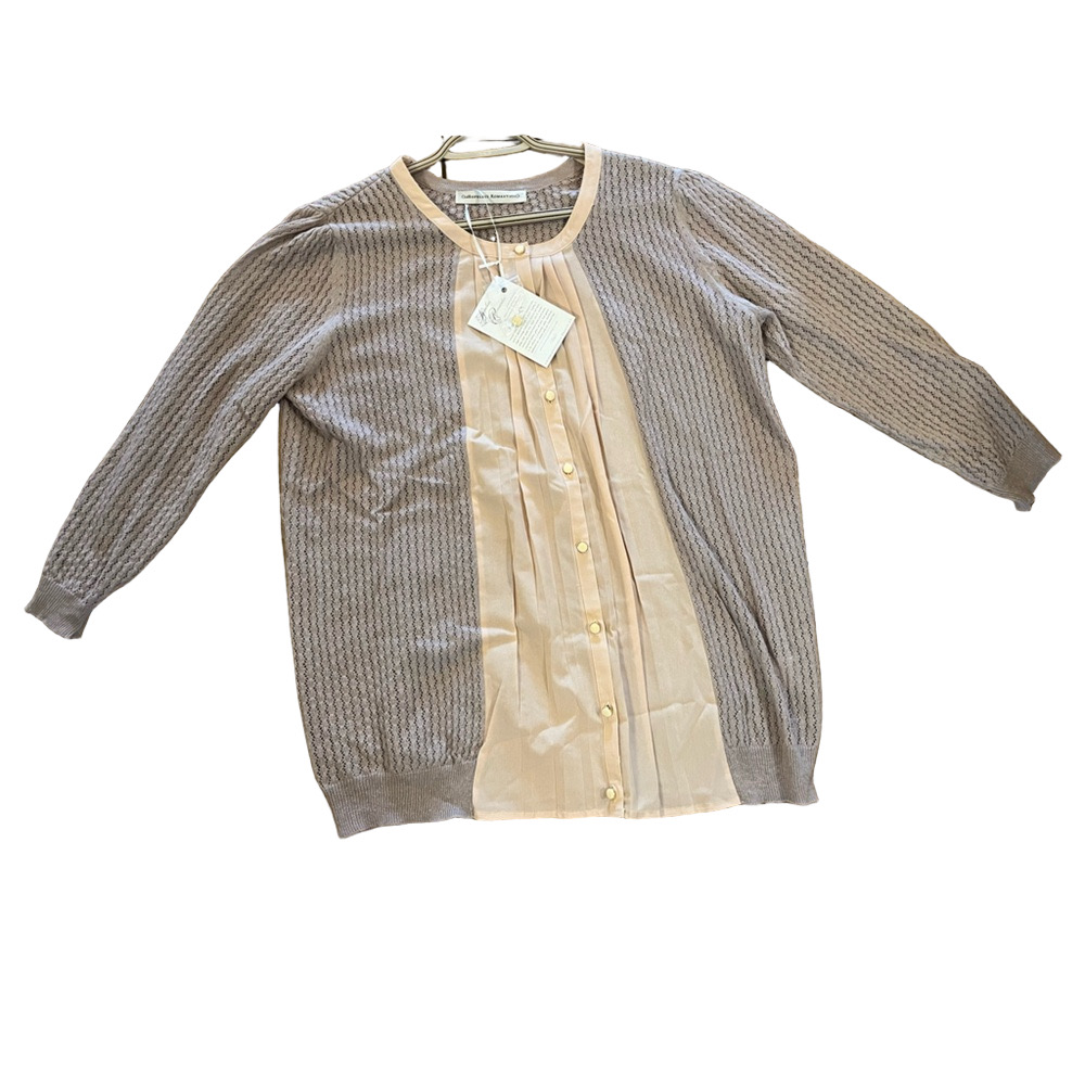 🆕 NWT Hopeless Romantic Mixed-Media Knit Cardigan | Beige | L/XL